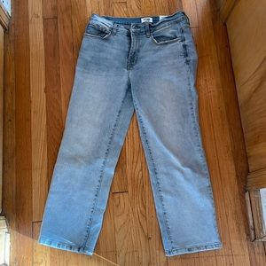 High rise straight blue jeans